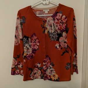 Orange floral 3/4 Cardigan